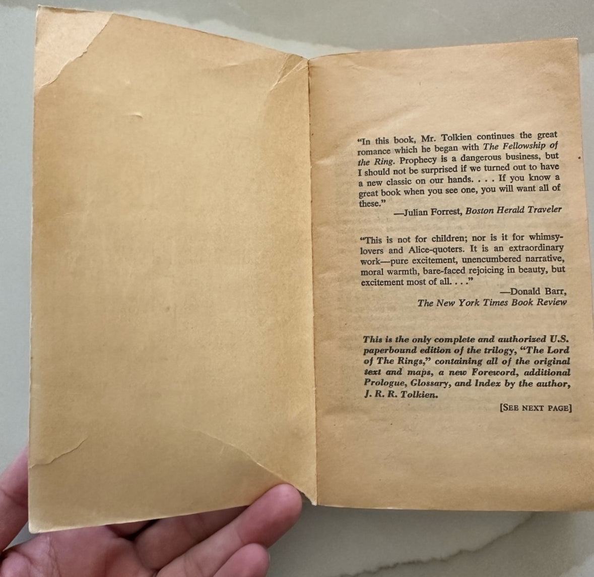 Vintage LOTR lord of the rings novel