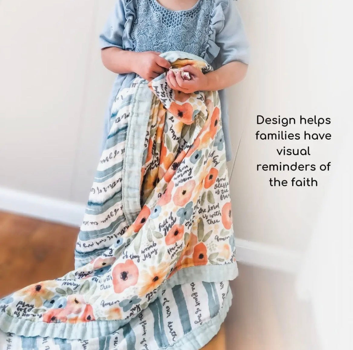 Watercolor Hail Mary Luxury Double Sided Muslin Catholic Blanket ~ PRE-ORDER SHIPS MID MARCH