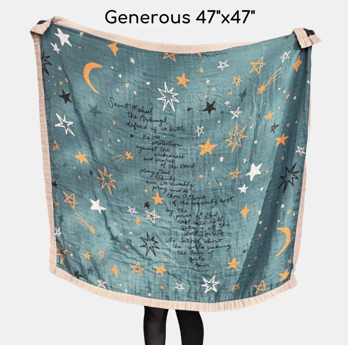 St. Michael Prayer Luxury Double Sided Muslin Catholic Blanket ~ PRE-ORDER SHIPS MID MARCH