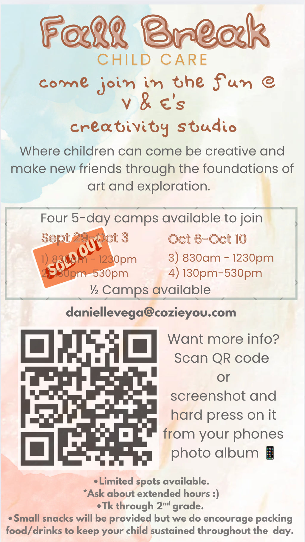 V & E's creativity studio: Fall Camp Series
