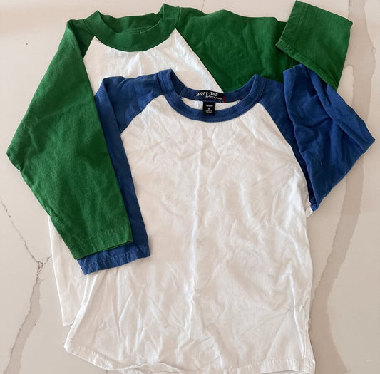 (2) Baseball style shirts
